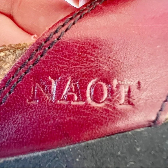 NAOT Dark Red Leather Floral Motif Cork Sandals Women’s Size 12‎ Summer Slides - Picture 5 of 11